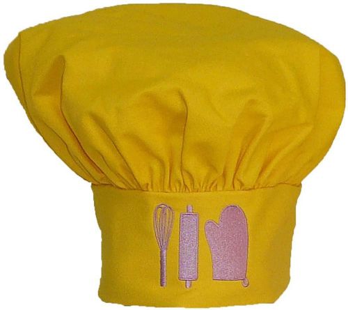 Cooking &amp; Baking Utensils Tools Chef Hat Yellow Whisk Rolling Pin Monogram NWT!