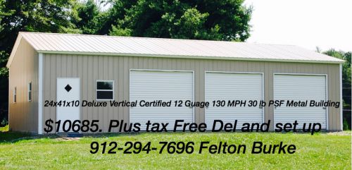 24X41X10 CERTIFIED VERTICAL 12 GA METAL BUILDINGS FREE DELIVERY &amp; SET UP