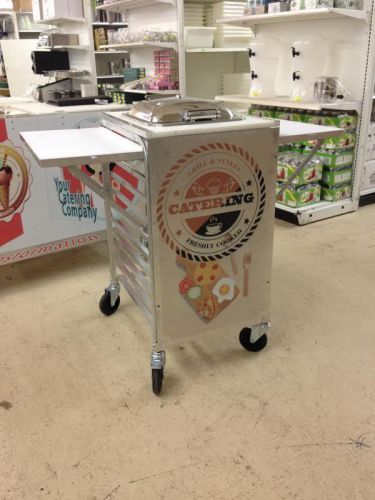 McDonald Paper Custom 22&#034; Rolling Food Kiosk Catering Cart w/ Extendable Leaves