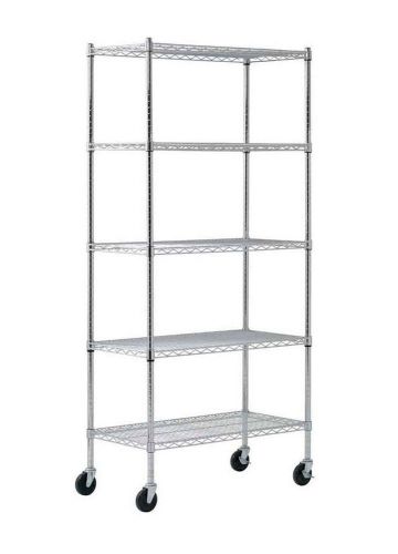 Heavy duty chrome mobile 5shelf shelving unit organize organizer garage ab526278 for sale