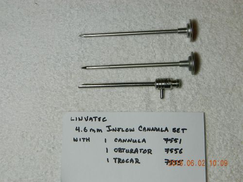 Linvatec 4.6mm Inflow Canulla Set: cannula #7551, obturator #7556, trocar #7555