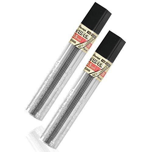 Pentel Lead Refills 0.5mm HB, Black, 12 Leads per Tube (C505-HB) - Pack of 2