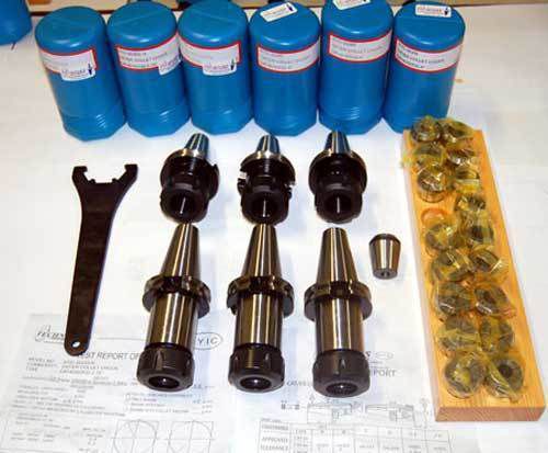 25 pc. techniks cat 40 er 32 cnc 25k chucks kit-18 x coolant collet set,wrench for sale