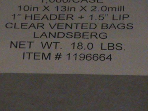 Clear Vented Bags, 10X13 2.0mil, 1&#034; Header, 1.5&#034; Lip, QTY 100