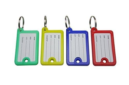 Yongshida ID Key Tags with Double Faced Label Window Ring 1.9&#034; X1.1&#034; Mixed Color