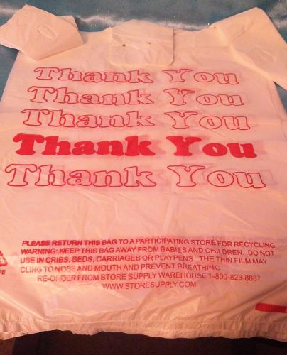 50 Thank You Plastic Medium Size Shopping Merchandise Bags 11.5&#034;x 6&#034; x 21&#034;