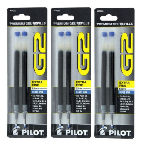 6 Pilot G2 Dr. Grip Gel/Ltd ExecuGel Rollerball Gel Pen Refills Fine 0.5mm. Blue