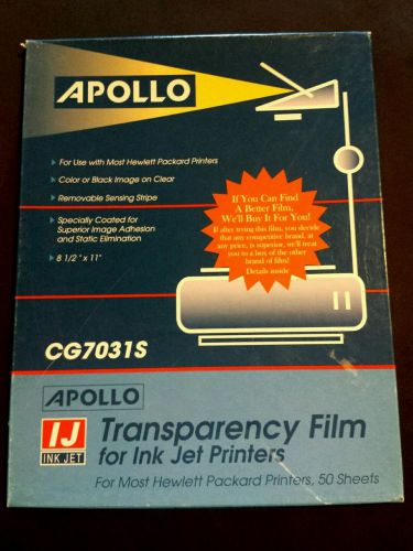 Apollo Transparency Film For Inkjet Printers CG7031S 44 Sheets in Box  Most HPs