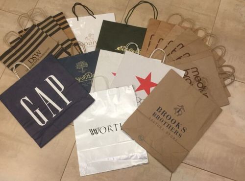 Lot of 18 Large Designer Paper Shopping Bags