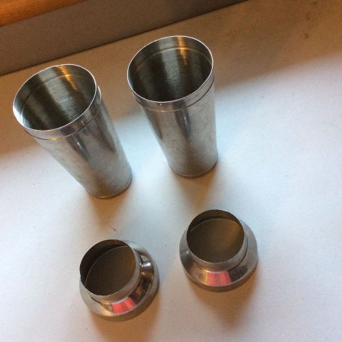 Lot Of Two 8&#034; Shaker Cups With Tops For Shakes Or Malts Stainless Steel Vintage