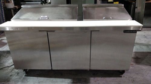 Used continental 72” sandwich prep with solid doors, new cutting board for sale