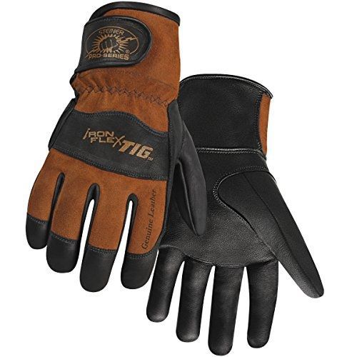 Steiner 0262s sps ironflex tig gloves,  black premium grain kidskin, brown for sale