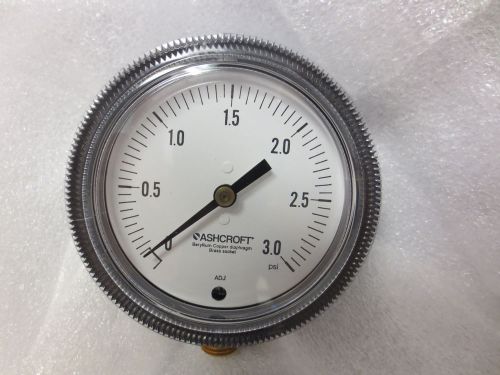 New ashcroft  1490 series 0-3psi 2-1/2&#034;  pressure gauge 251490a02l3# for sale