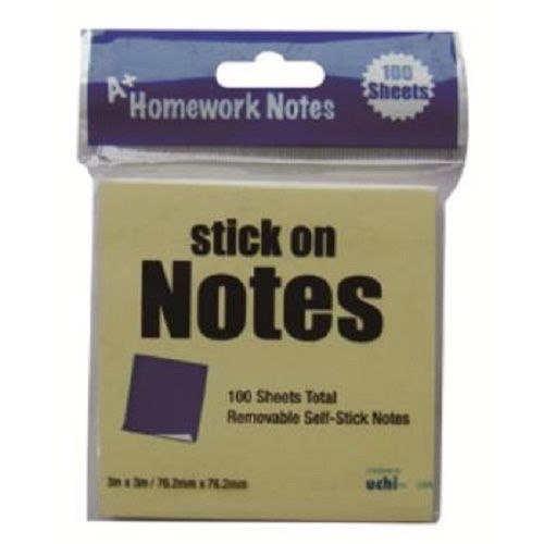 A+ HOMEWORK STICK ON NOTES - 100 SHEETS - 3&#034; X 3&#034; (CASE OF 48)