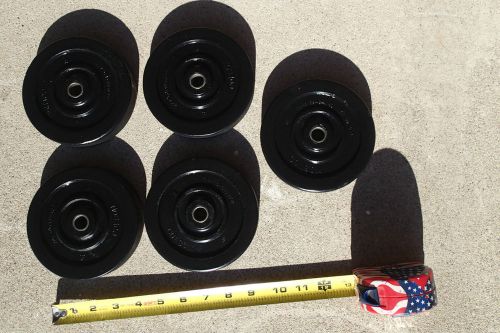 New old stock, lot of five (5) colson firestone rubber caster wheels 5&#034; x 7/8&#034; for sale