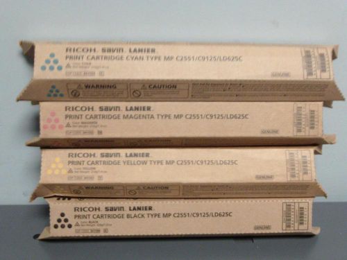 Genuine Ricoh Savin Lanier Print Cartridges MP C2551/C9125/LD625C CMYK Set