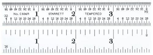 Starrett C604R-4 Spring Tempered Steel Rule With Inch Graduations, 4R