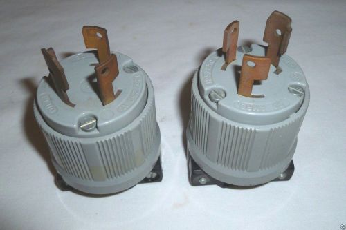 Pair of Arrow Hart Plugs - Lock Turn &amp; Pull 3 Wire 30 Amp 125 / 250 Volt