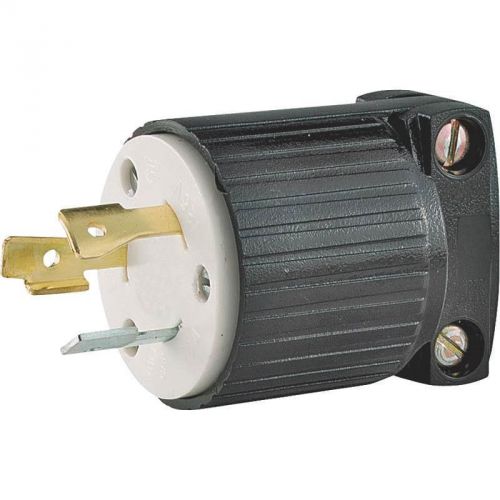 Locking Electrical Plug, 125 V, 20 A, 2 P, 3 W, Black Cooper Wiring L520P Black