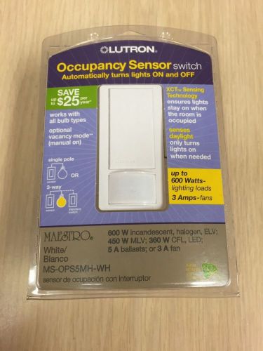 NEW Electrical Switch 600 Watts 3 AmpsOccupancy Sensor Lutron MS-OPS5MH-WH White