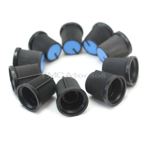 10pcs Blue Top Plastic Control Knob For Rotary Potentiometer 15mm Height
