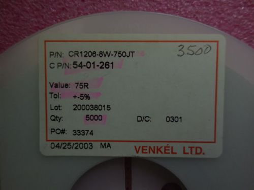 10000 PCS VENKEL CR1206-8W-750JT