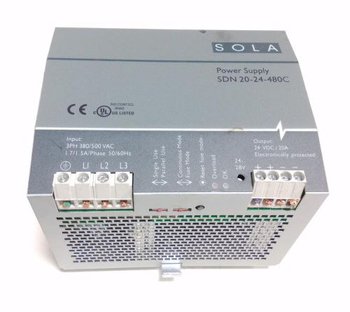 SOLA 24VDC/20A POWER SUPPLY SDN 20-24-480C