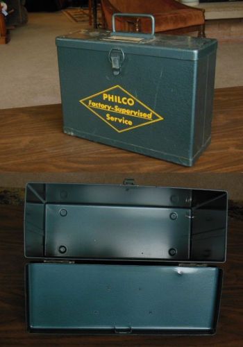 RARE VINTAGE PHILCO FACTORY SUPERVISED SERVICE METAL CASE !! SOLID &amp; NICE !!