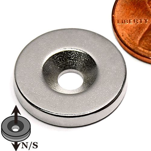 Cms magnetics® 100 picecs neodymium magnets n42 3/4x1/8&#034; w/#8 countersunk-s pole for sale