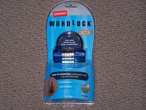 Staples brand word lock combination wordlock gym locker lock, blue, new for sale