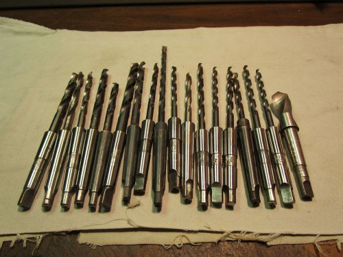 (#5089C) 18 pc lot of USA Made Fractional Size with No.1 MT Shank Drills