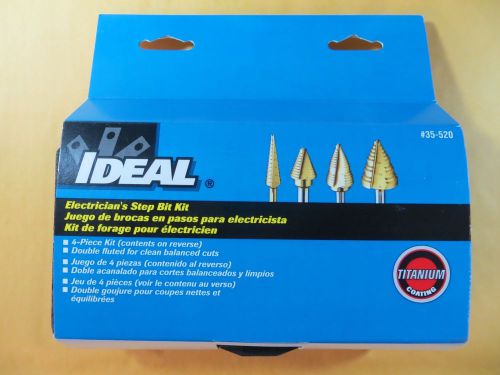 Ideal #35-520  electricians 4 piece step bit kit with case - unibit kit for sale