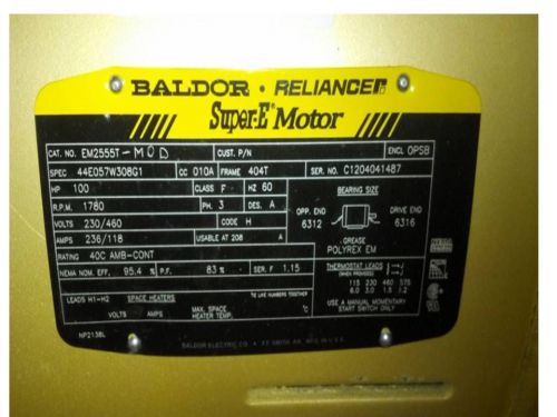 Marathon electric mfg motor, 100hp, 1780rpm for sale