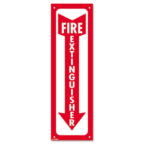 Glow-in-the-dark safety sign, fire extinguisher, 4 x 13, red for sale