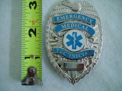 Emergency Medical Technican Badge Silver New Light Blue EMT USA Made