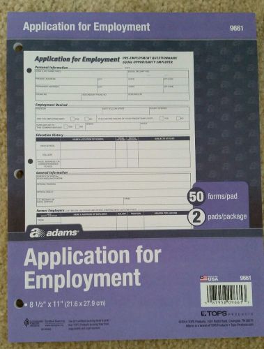 50 PK Adams Applications for Employment, 8.5 x 11 Inch, 3-Hole Punched 9661