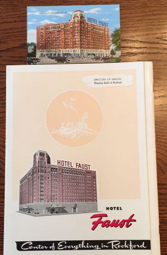 Hotel Faust Rockford Illinois. 1962 Services Guide And Postal Card ~ Near Mint!