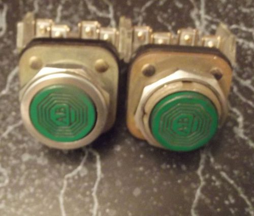 TWO Allen Bradley 800T-A Green  Pushbutton Ser N  w/ 2 AB 800T-XA Contact Blocks