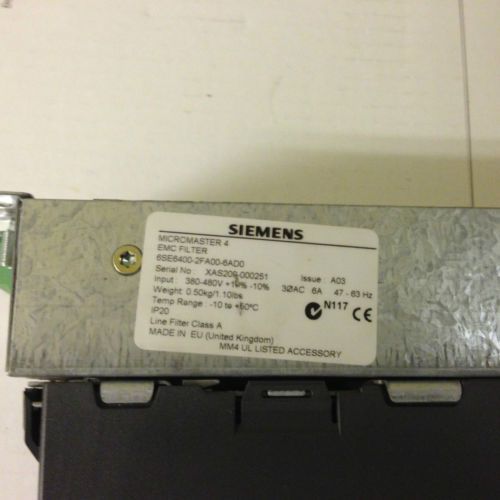 6se6400-2fa00-6ad0 siemens micromaster 4 emc filter for sale