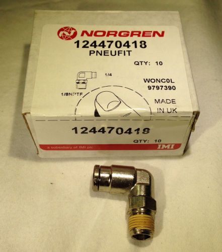 10 new 124470418 norgren pneufit swivel male elbow connector 1/4&#034; tube x 1/8&#034;npt for sale