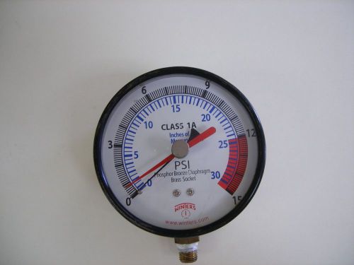 Class 1A Inches of Mercury PSI Gauge Phosphor Bronze Diaphragm Gauge 4&#034; Dia