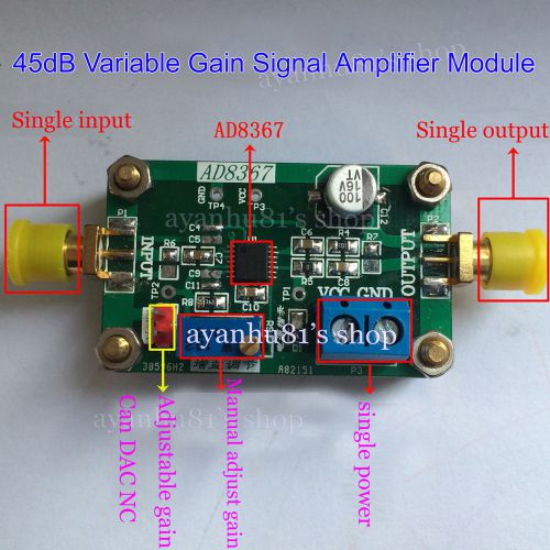 1-500mhz rf broadband signal amplifier module 45db linear variable gain ad8367 for sale