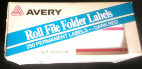 AVERY Roll File Folder Labels Dark Red 250 Permanent Labels RLL-5 DR NEW