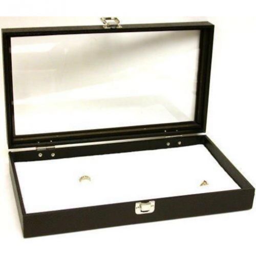 72 Slot White Ring Display Glass Top Case Jewelry Tray