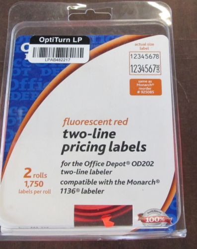 Florescent Red Two Line Pricing Labels Brand New