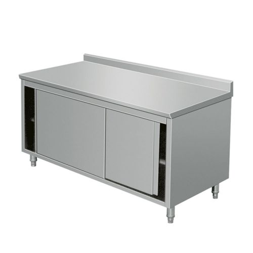 Eq commercial stainless steel work prep table with cabinet &amp; backsplash 55 x 37h for sale