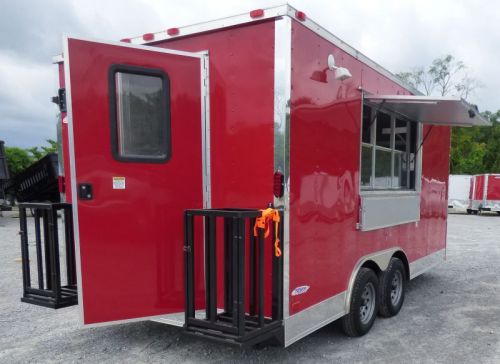 Concession Trailer 8.5 X 16 Red - Catering Event Food Trailer