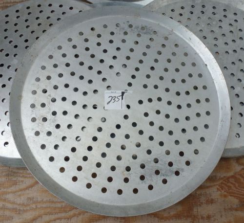 3 LOT- 16&#034; Aluminum Perforated Pizza Pans trays metal commercial heavy duty