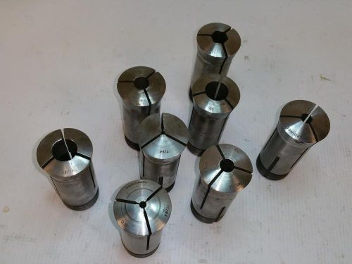 7 hardinge collets and 1 dunham collet 5c. made in usa various