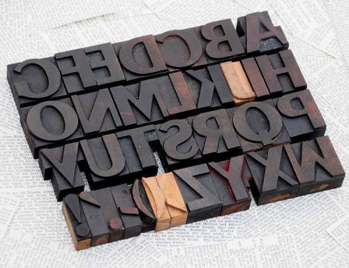A-Z alphabet 1.77&#034; letterpress wooden printing blocks wood type print characters